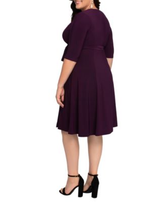 Women's Plus Size Essential Wrap Dress with 3/4 Sleeves