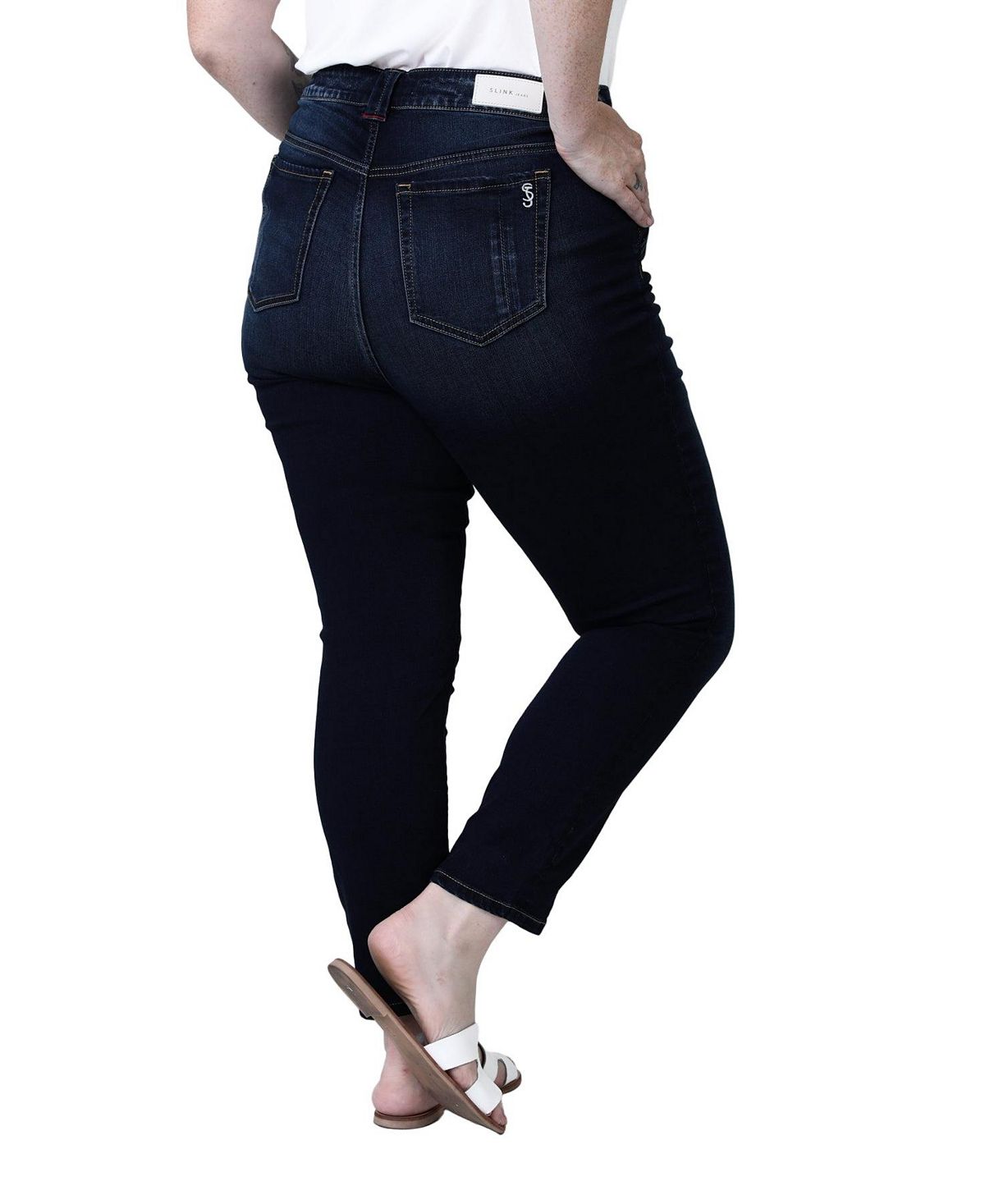 SLINK Jeans Women's High-Rise Pintuck Ankle Skinny Jeans with 28" Inseam view 3 — MAYCSS fashion products