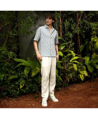 Men's Baby Blue Floral-Tactile Oversized Shirt