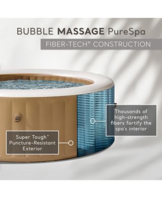 PureSpa 4 Person Bubble Massage Inflatable Hot Tub Spa Set, Sahara Tan