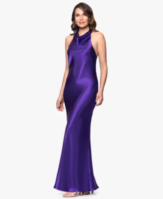 Women's Halter-Neck Sleeveless Satin Gown 