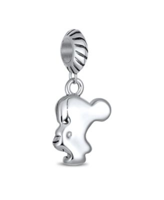 Set of 2 Cheerleader & Soccer Player Dangle Charm Bead Sterling Silver European Bracelet