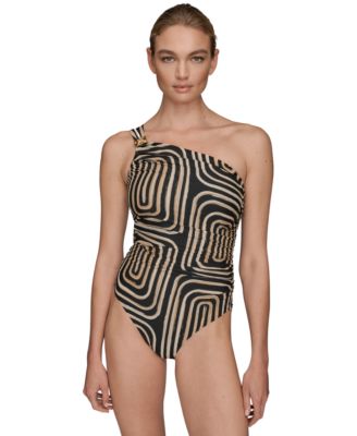 Donna Karan - Women's Printed One-Shoulder Swimsuit