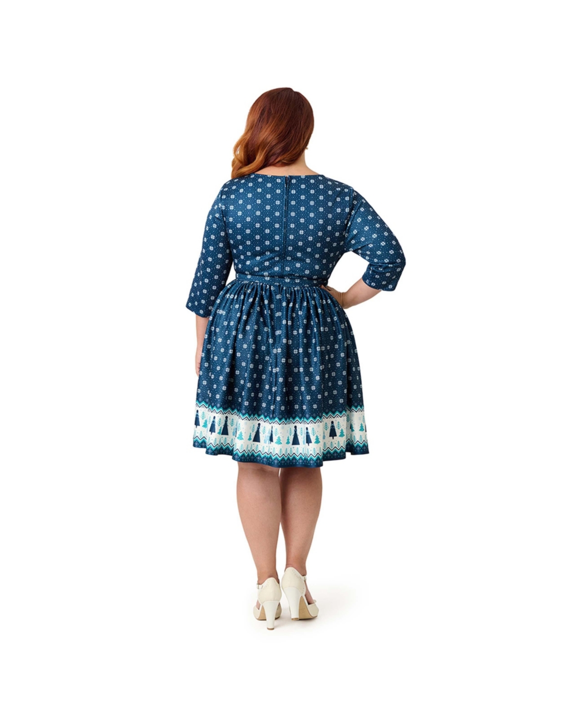 Unique Vintage Plus Boat Neck Belted Stephanie Fit & Flare Dress