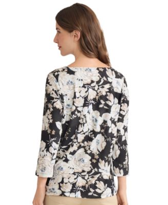 Petite 3/4-Sleeve Square Neck Top