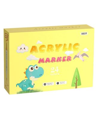 24 Colors Acrylic Paint Pens, Art Graffiti Markers, Quick-Drying Waterproof Drawing Pens for Canvas & Glass