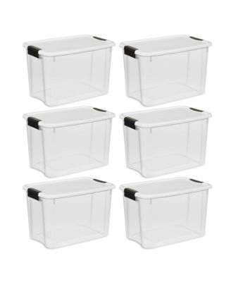 30 Qt 6-Pack & 18 Qt 6-Pack Clear Plastic Stackable Storage Bin w/ Lid