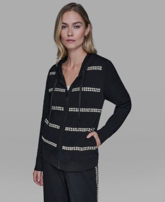 KARL LAGERFELD PARIS - Women's Imitation Pearl Zipper Tracksuit Jacket