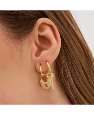 Key Gold Color Hoop Sterling Silver Earring