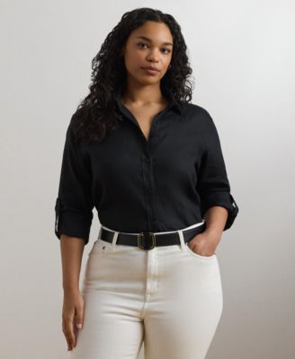 Lauren Ralph Lauren - Plus Size Linen Roll-Tab Shirt