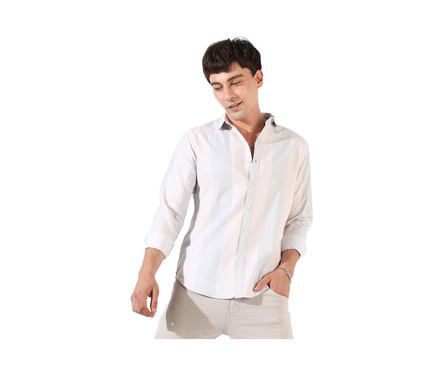 Мужская рубашка Cahoot Striped Regular Fit Casual, цвет: Синий — фото 1