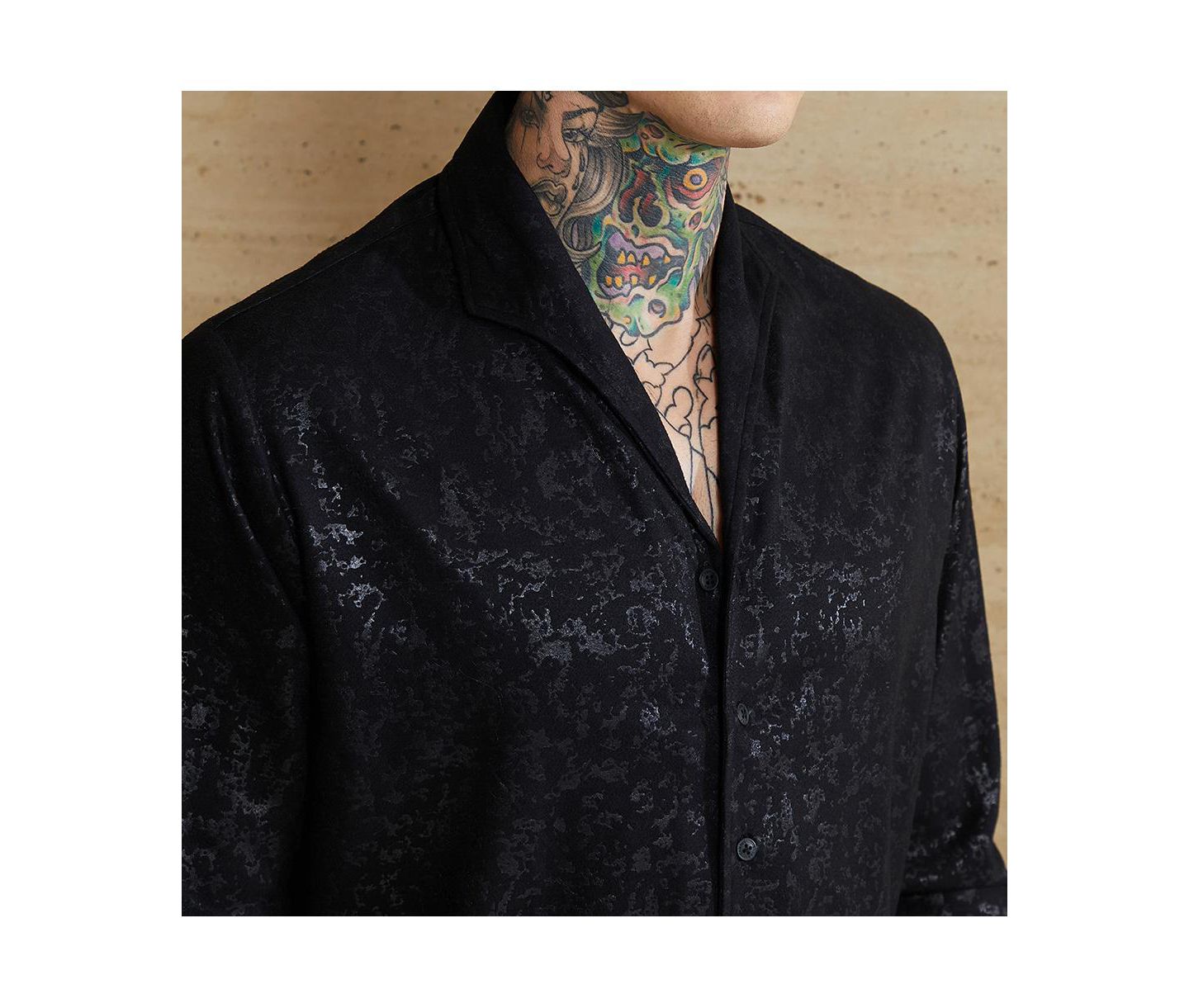 Мужская рубашка Cahoot Campus Sutra Onyx Black Corroded-Tactile, цвет: Чёрный — фото 7