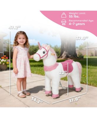 Ride on Unicorn Toy, Plush Baby Rocking Horse for Kids 4-7 Years