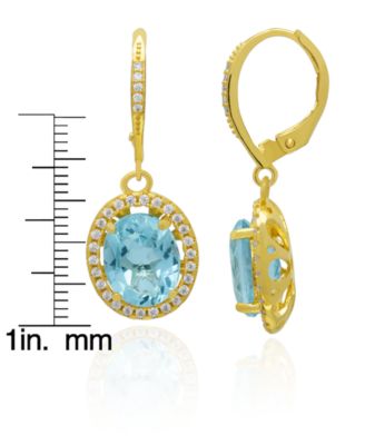Genuine Blue Topaz & Lab Grown White Sapphire (7 ct. t.w.) Drop Earrings in 14k Gold Over Sterling Silver