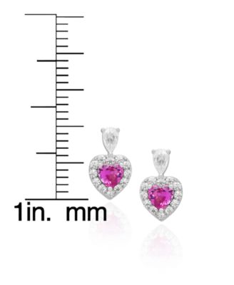 2-Pc. Lab-Grown Pink (3.1 ct. t.w.) & White Sapphire (0.40 ct. t.w.) Pendant Necklace & Earrings Set in Sterling Silver