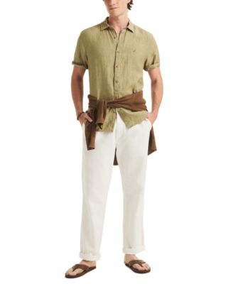 Men's Classic-Fit Solid Linen Short-Sleeve Shirt 