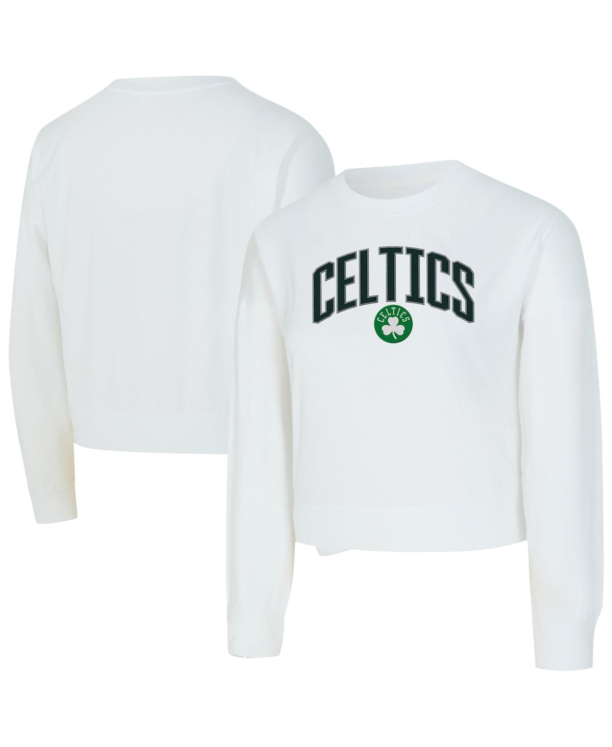 Concepts Sport Women's White Boston Celtics Laney Chenille Cropped Long Sleeve T-Shirt - White