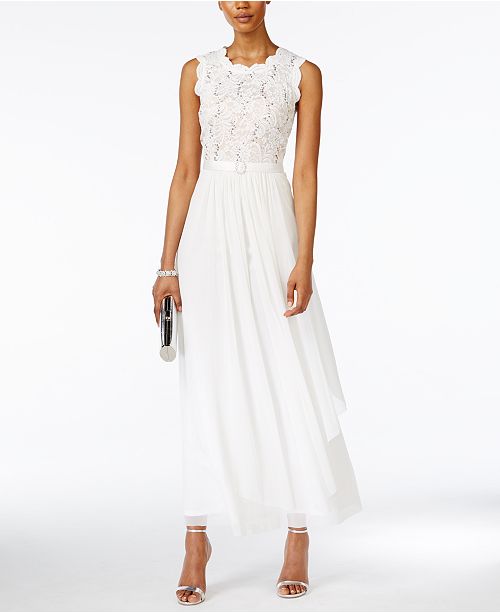 r&m richards sequined lace chiffon gown