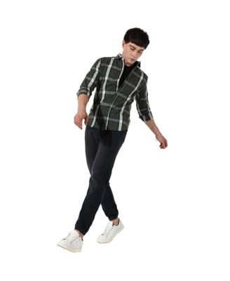 Men's Tartan Plaid Dark Green Shirt.