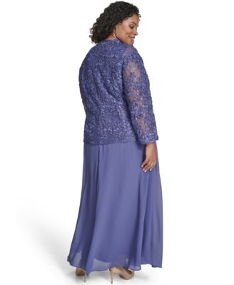 Plus Size Maxi Dress with 3/4-Sleeve Jacket, 2-Piece Set