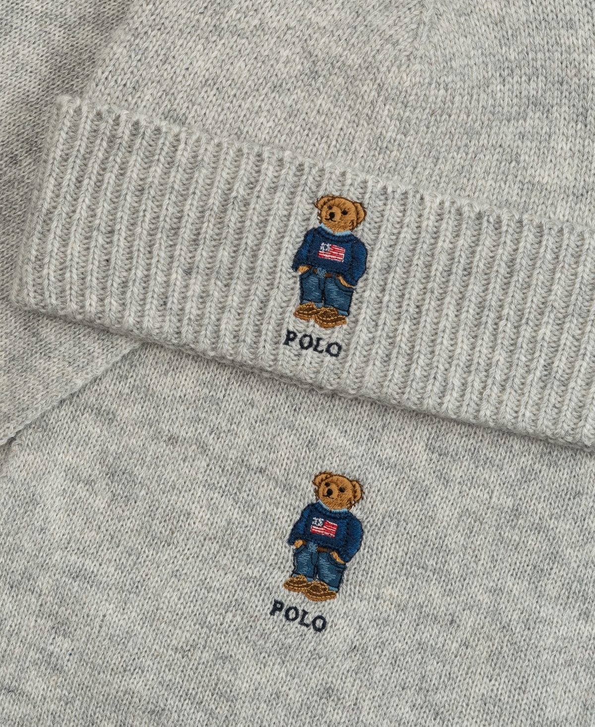 Polo Ralph Lauren Men's Flag Bear Beanie and Scarf, 2-Piece Set