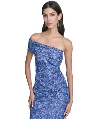 Women's One-Shoulder Side Tucks Long Dress