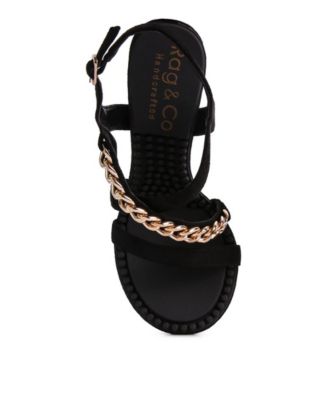 DOMEDA Womens Metal Chain Embellished Sandals