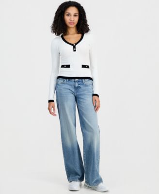 Women's Laurel Contrast-Trim Ribbed Knit Sweater