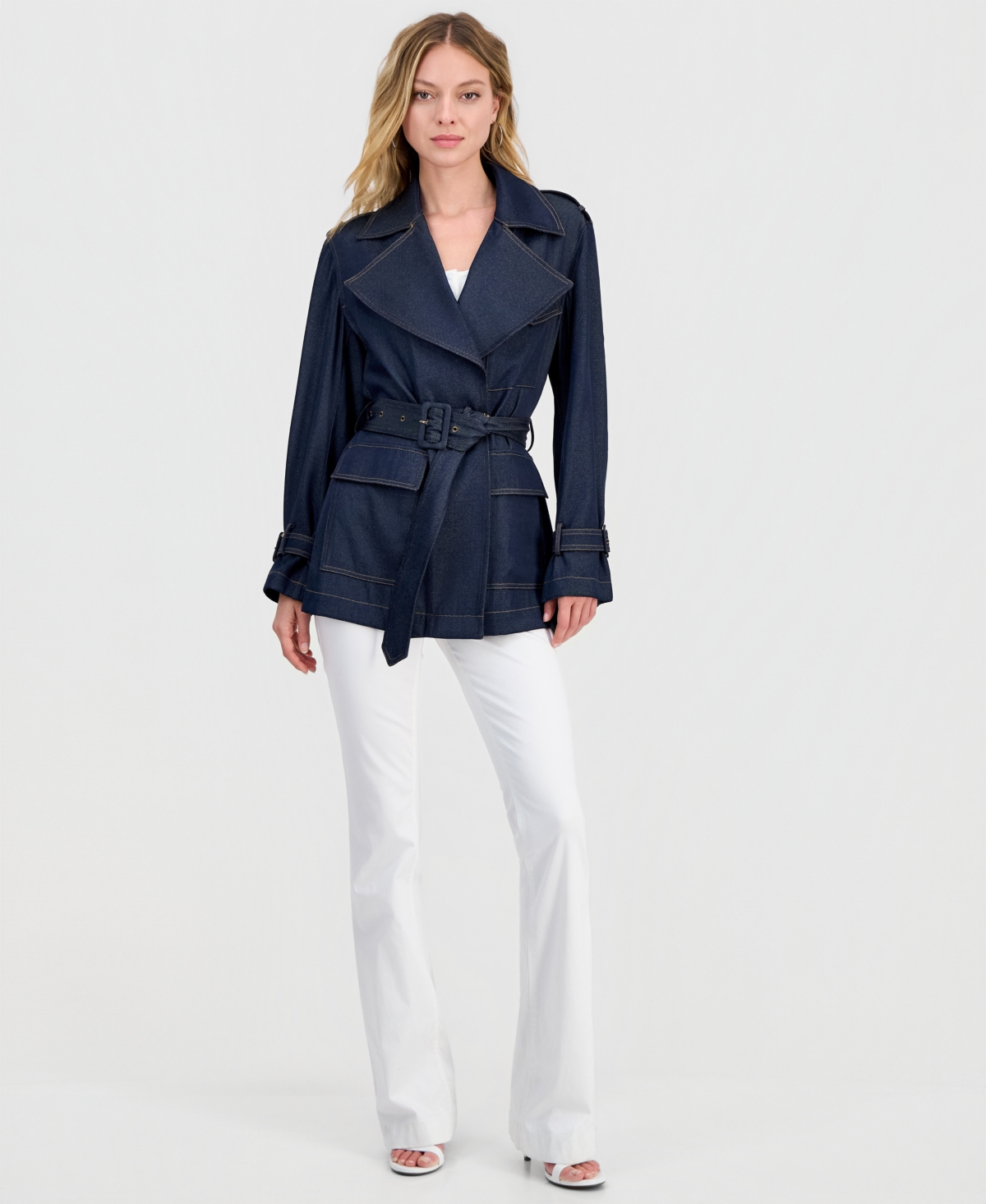 Guess Women's Regine Short Fluid Trench Coat