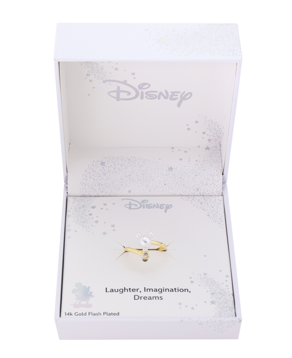 Disney Mickey Mouse Cultivated Pearl And Cubic Zirconia Ring In Gold
