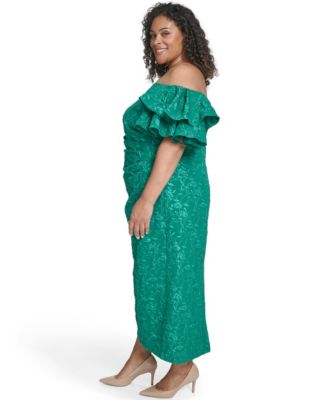 Plus Size Off-The-Shoulder Short-Sleeve Gown