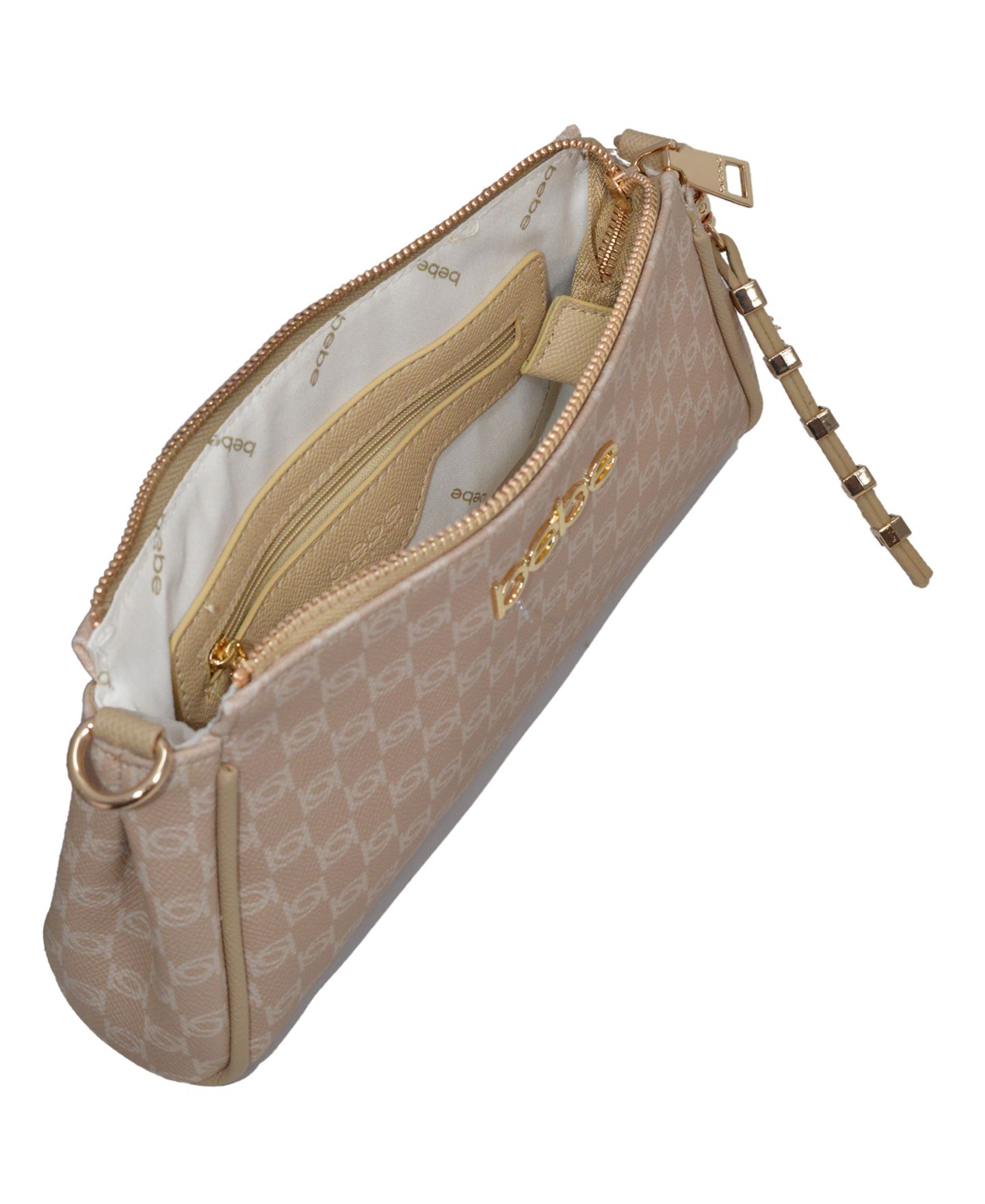 Женская сумка Bebe Adela Monogram Baguette Crossbody, цвет: Бежевый — фото 4