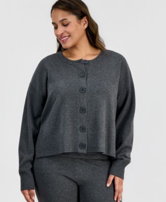 Trendy Plus Size Button-Front Long-Sleeve Cardigan, Macy's Exclusive 