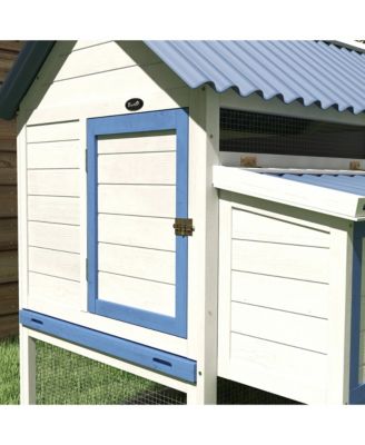 55.5" Wooden Chicken Coop with Run Box, Nesting Box, Tray,