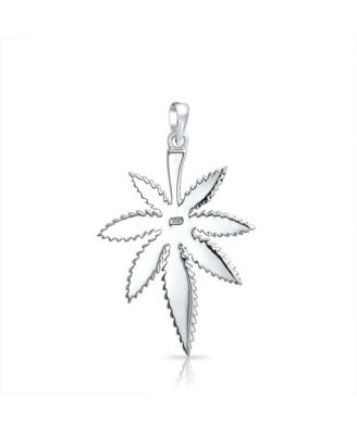 Western-Inspired Abalone Shell Marijuana Leaf Necklace and Earrings Jewelry Set Sterling Silver