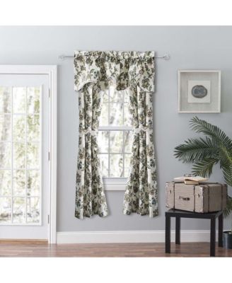 Madison Floral Design Printed Natural Ground 3" Rod Pocket 56" x 63" Tailored Panel Pair Blue