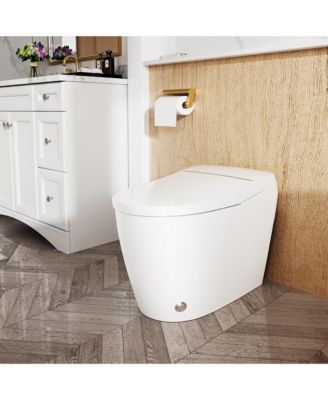 Smart Elongated One-Piece Bathroom Fixture With Heated Seat, Auto Flush Night Light And Deodorizer