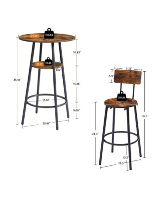 Casainc Round Stool Set with Shelf and Backrest