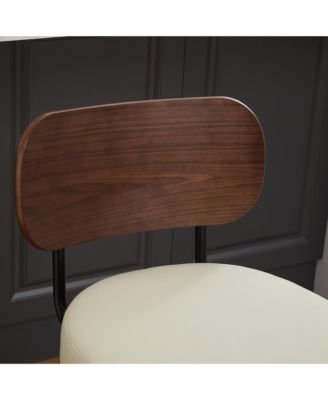 Set of 2 Faux Leather Swivel Bar Stools with Bentwood Legs, 26'' Seat Height