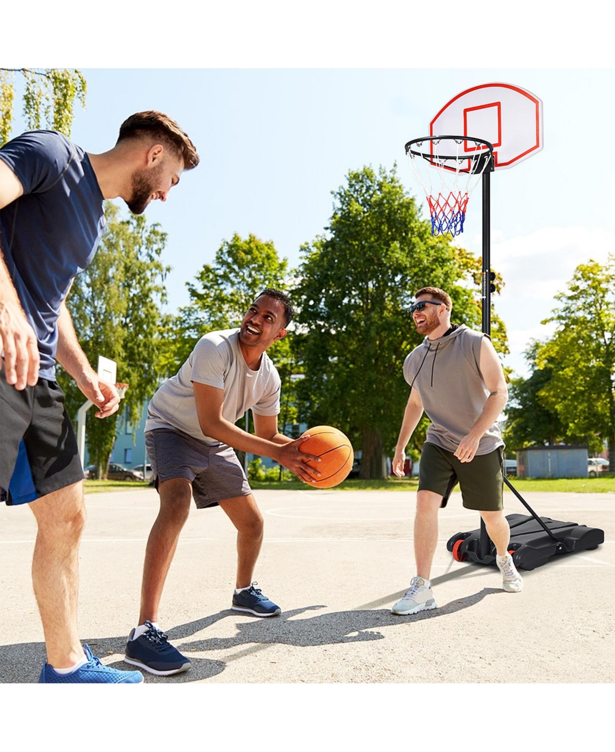Sugift Adjustable Basketball Hoop System Stand with Wheels