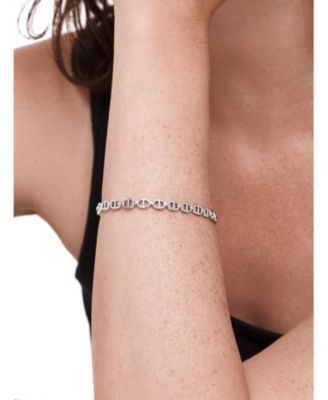 Mariner Anchor Bangle Bracelet in Rhodium Plated Sterling , Size