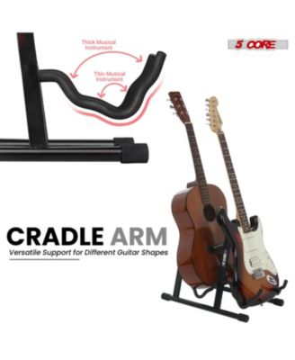 Double Guitar Stand Floor Adjustable A Frame Folding Acoustic Electric Guitars Holder Stands GSS 2N1 BLK