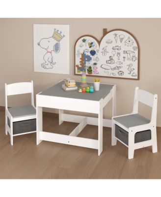 3-in-1 Kids Activity Table Set with Storage Drawer and Detachable Tabletop in White