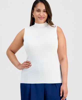 Plus Size Mock-Neck Sleeveless Sweater