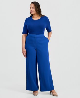 Plus Size Mid-Rise Wide-Leg Pants