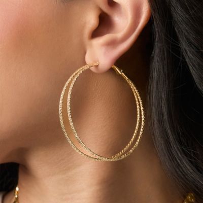 3-Piece Gold-Tone Hoop Earring Set with Butterfly Details
