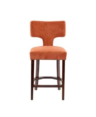 Set of 2 Mid-Century Counter Stools with Curved Back and Upholstered Seat