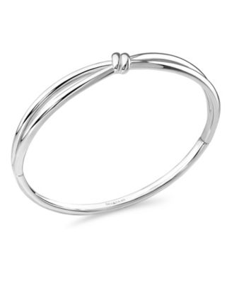 Love Knot Bangle Bracelet in Rhodium Plated Sterling Silver, Size Medium