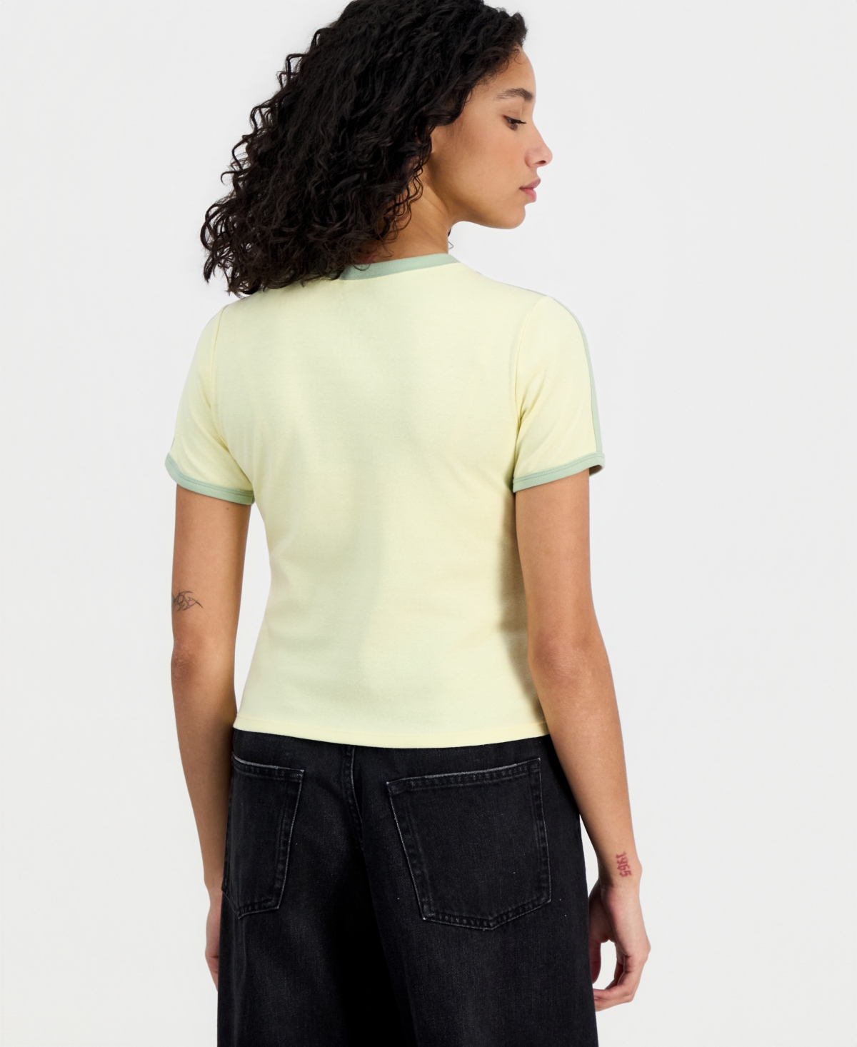 Love Tribe Juniors' Peanuts Country Club Crewneck Ringer T-Shirt