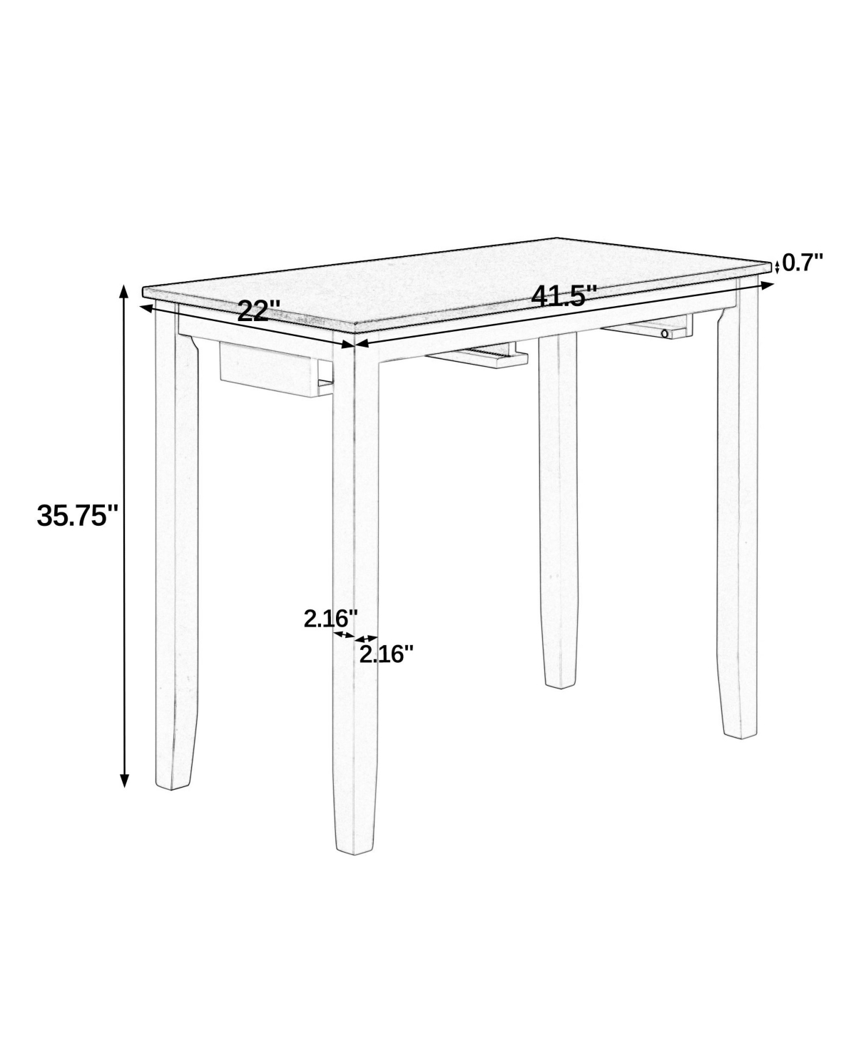 sumyeg Industrial 3-Piece Bar Table Set with Chairs